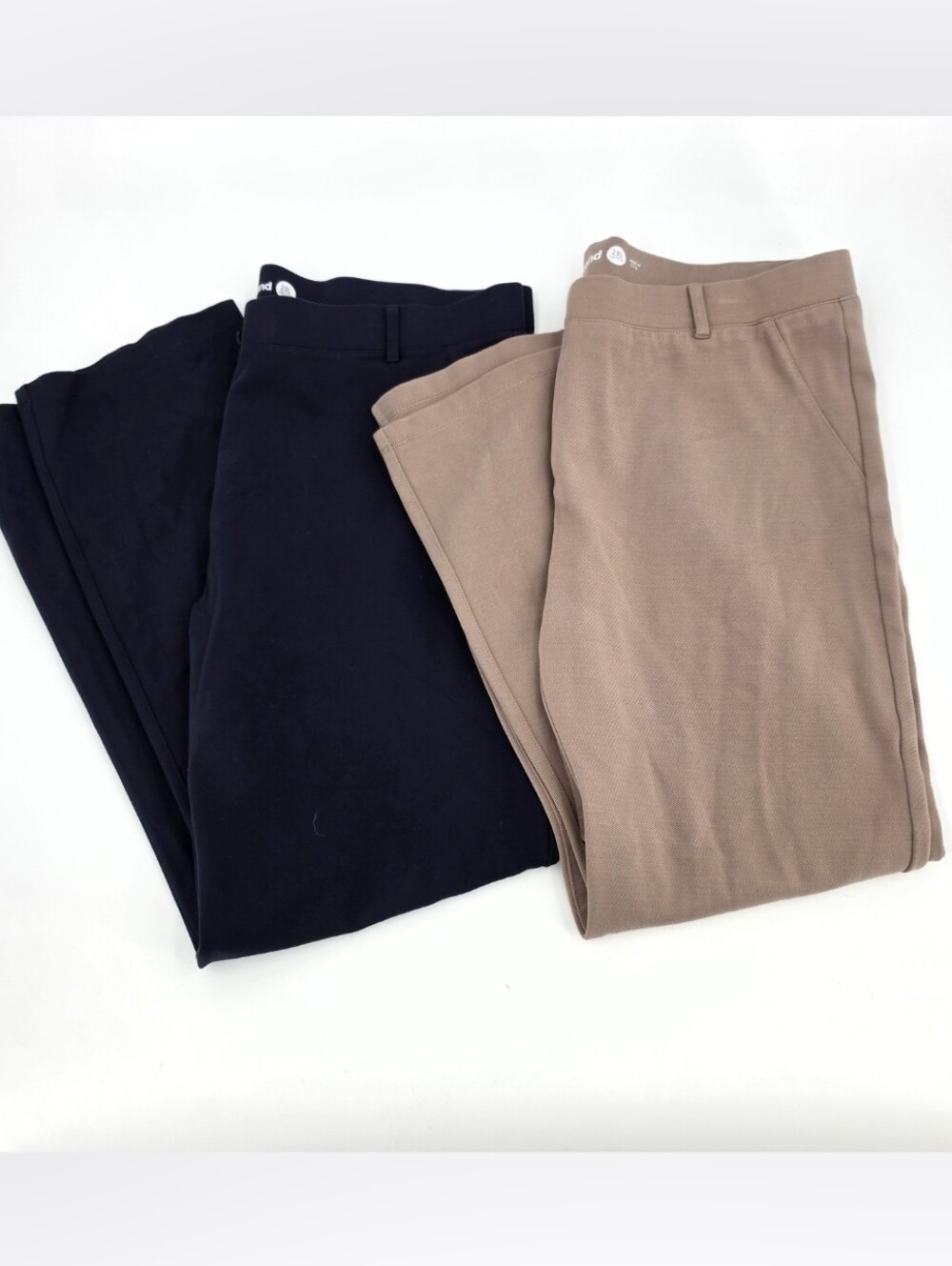 Betabrand Dress Pant Yoga Pants Lot 2XL Petite Tan Navy Pull On 2 Pair